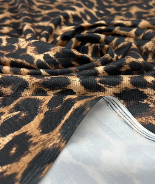 Brown Leopard Animal Swimwear / Sportswear 4 Way Stretch Fabric