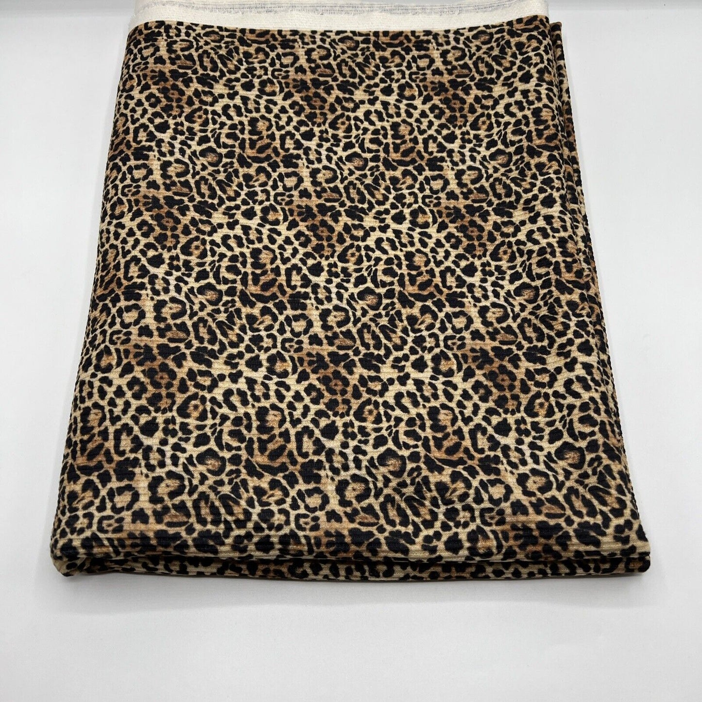 Brown Leopard Print 2X1 Fine Rib Stretch Fabric