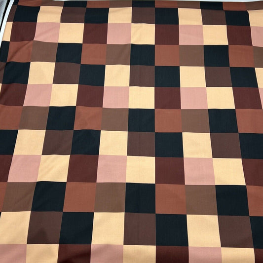 Brown Square Print ITY Fabric