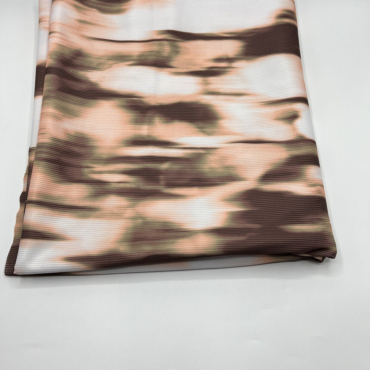 Brown White Print 2X1 Fine Rib Stretch Fabric