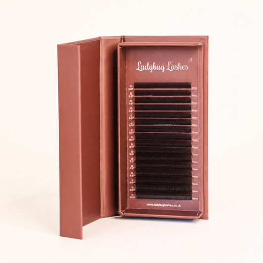 Brown W Lashes – 16 Row Single Length Trays