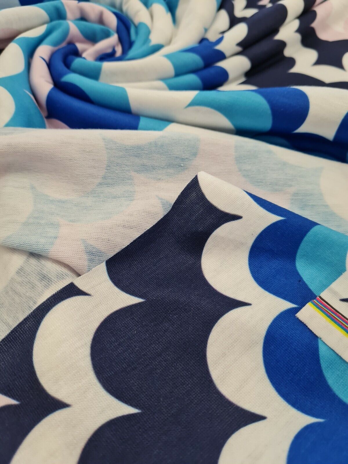 Bubble Zigzag Print Spun Poly Stretch Fabric