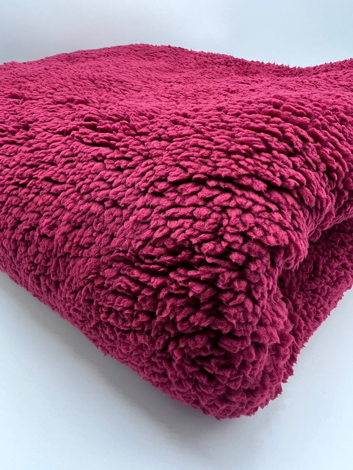 Burgundy Sherpa Fleece Fluffy Borg Faux Fur Fabric