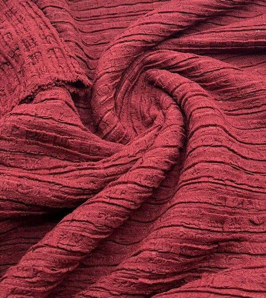 Burgundy Thick Textured 4 Way Stretch Fabric