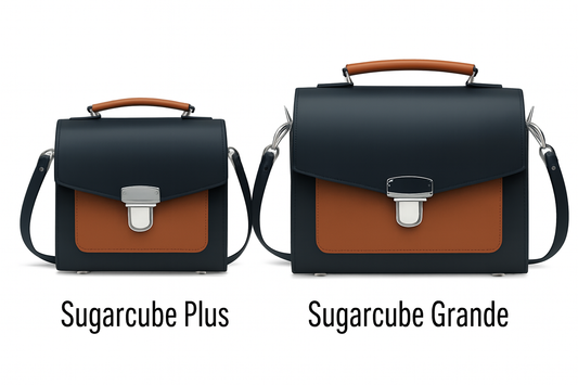 Handmade Leather Two Tone Sugarcube Handbag Black - Burnt Orange