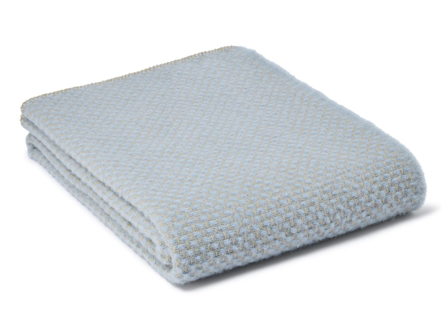 Twill Pure New Wool Blanket - Duck Egg/Oatmeal