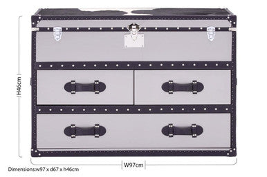 Black and White Cowhide Coffee Table with 3 Drawers and Leather Trim | Kensington Townhouse