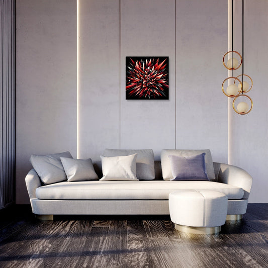 Fiery Embrace: Geometric Passion Canvas
