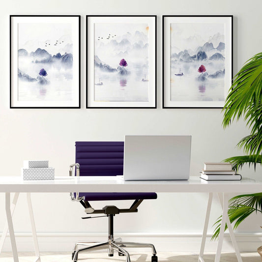 Artwork for the office | set of 3 framed wall art