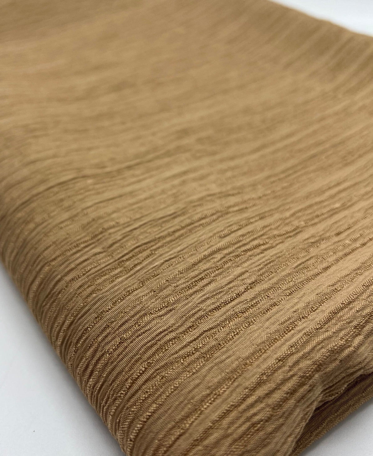 Camel Textured Crinkle Lightweight Non Stretch Fabric