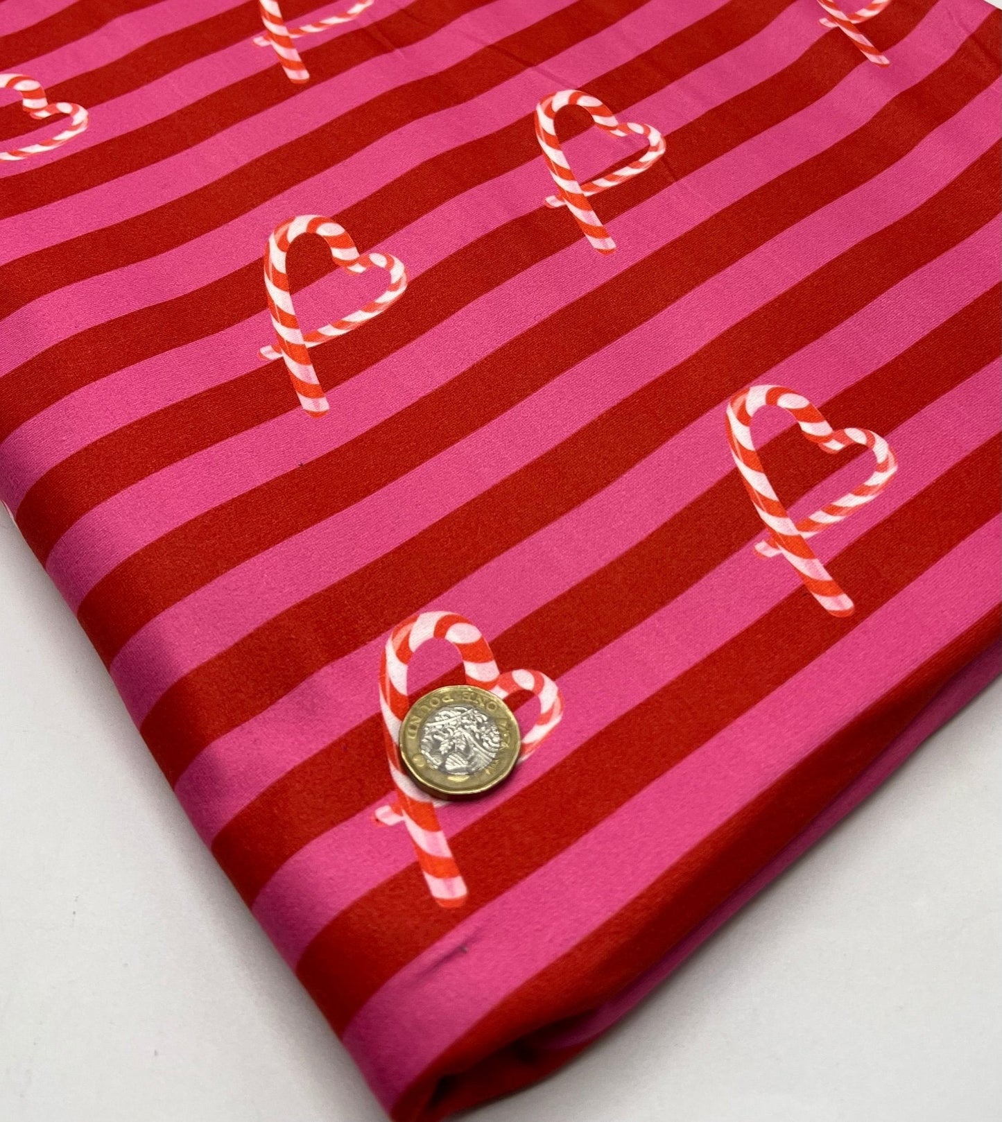 Candy Cane Super Soft Print Spun Poly Stretch Fabric