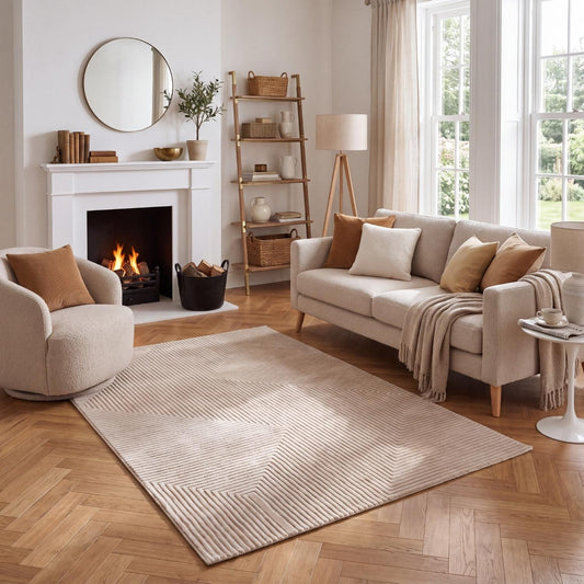 Carmel Beige-Cream Geometric Rug | 6050