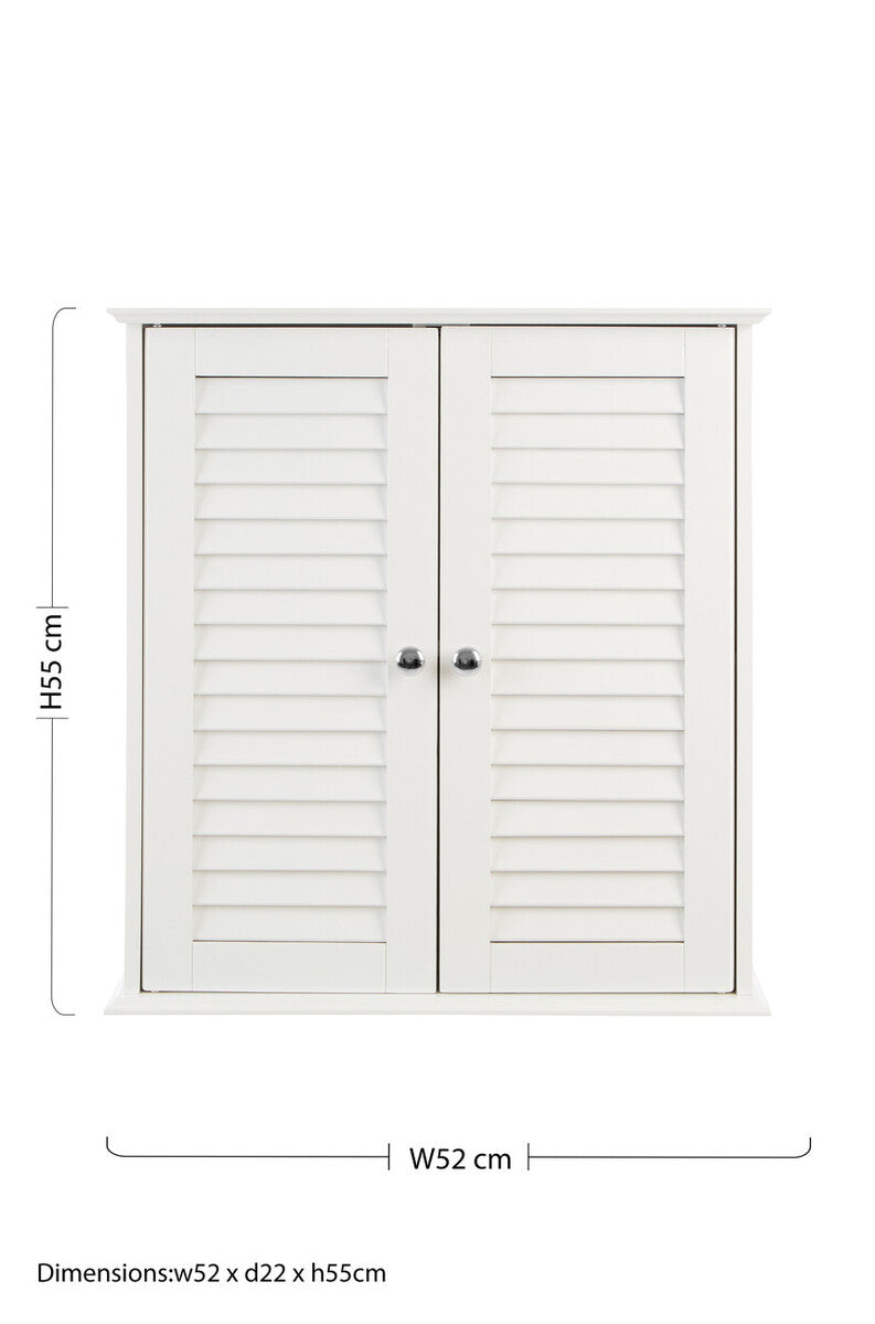Shutter White Wood 2 Door Wall Cabinet