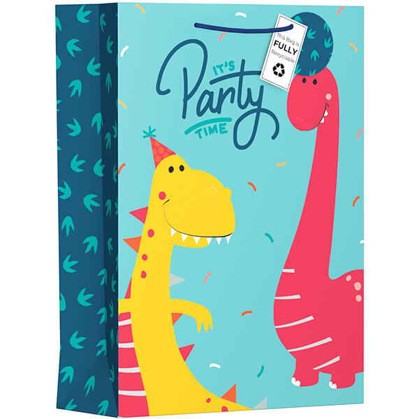 Extra Large Gift Bag with Party Dinos Design (W330 x H460 x D140 mm)