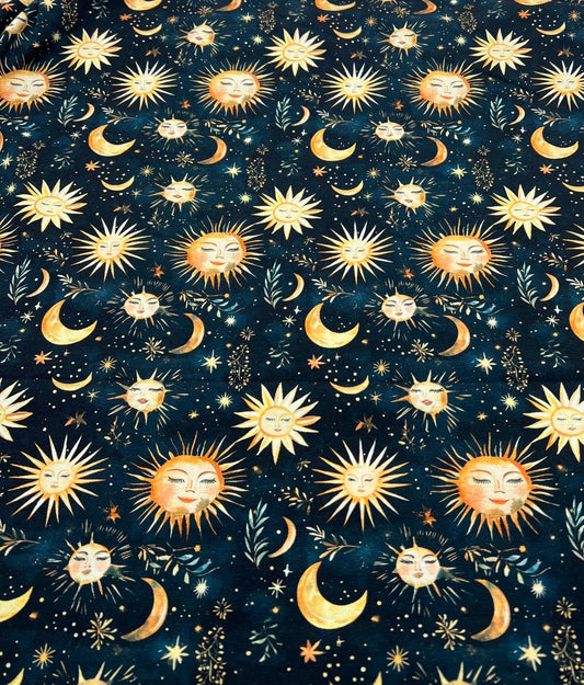 Celestial Print Cotton Stretch Jersey 200 GSM 95/5 Lycra 4 Way Stretch