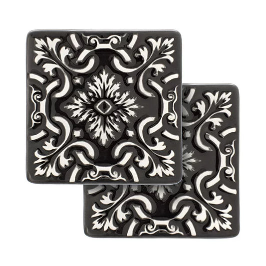 Set of 2 Ceramic Coasters Azulejo | Black