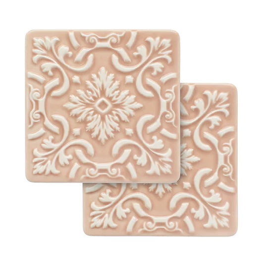 Set of 2 Ceramic Coasters Azulejo | Pink