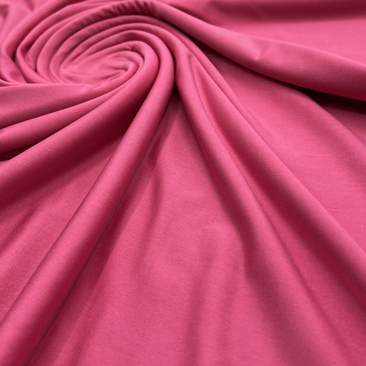 Cerise Bright Pink Shiny Plain Soft Touch Slinky 4 Way Stretch Fabric