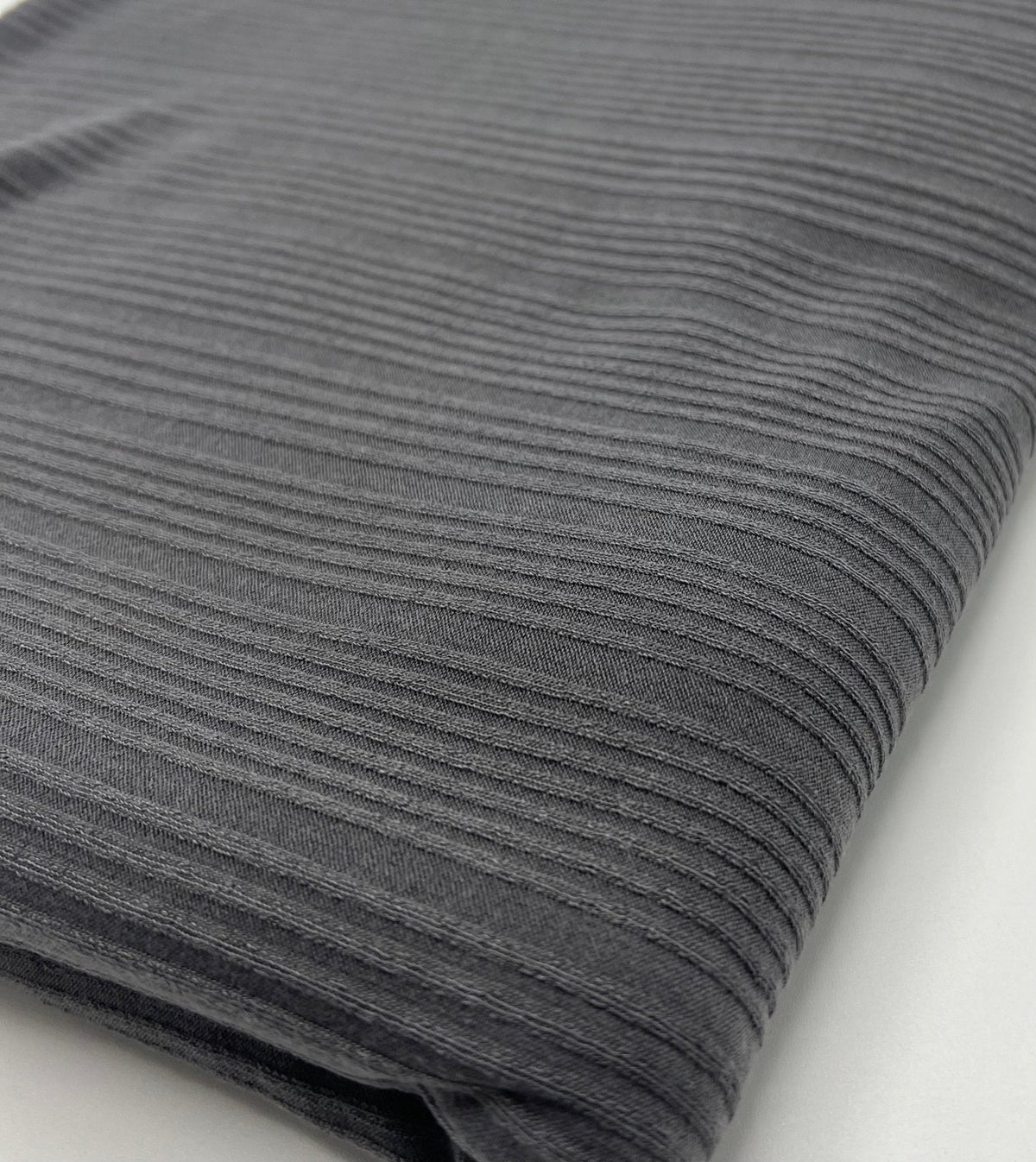 Charcoal Grey Stripe Rib Stretch Fabric