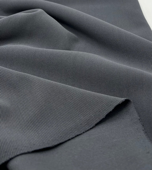 Charcoal Grey Fine Rib Stretch Fabric