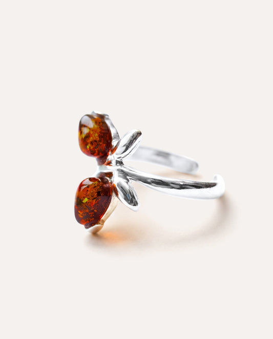 Cherry Amber Butterfly Midi Ring