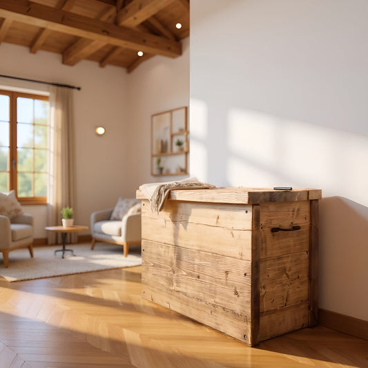 Chest Wooden Rustic Storage Box With Lid