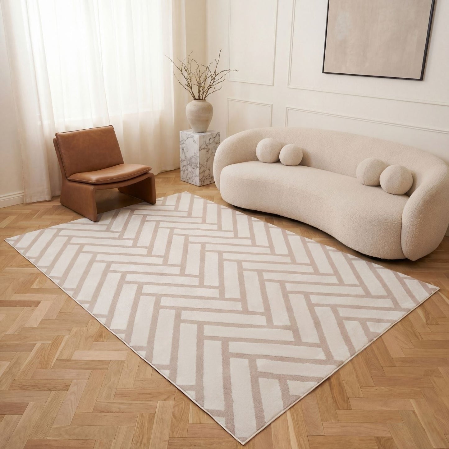 Loft Chevron Beige Rug