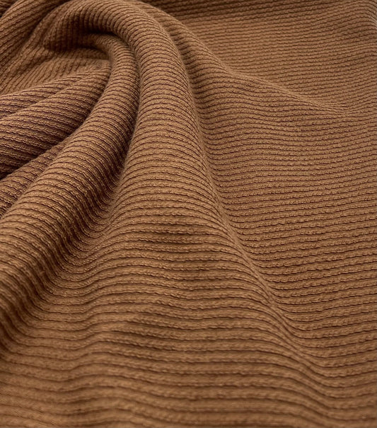 Chocolate Crinkle Rib Stretch Fabric