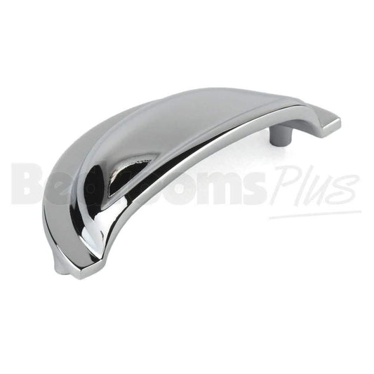 M4TEC Cromarty D8 Chrome Cup Drawer Pull Handle – Polished Cabinet & Cupboard Shell Handle (76mm Centres)