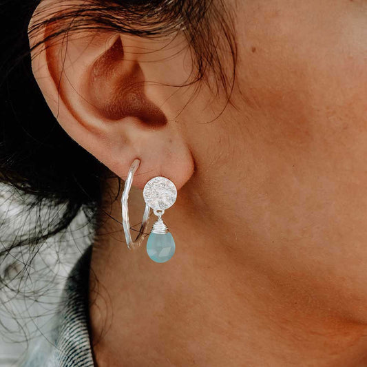 Classic Athena Kate Drop Earrings: Silver Aqua Pariba Onyx