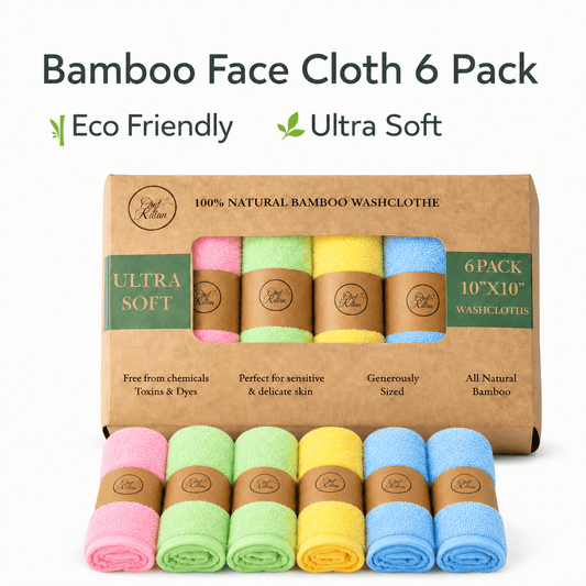 Colourful Organic Bamboo Face Cloths | Luxury Eco Face Cloths | 6 Pack