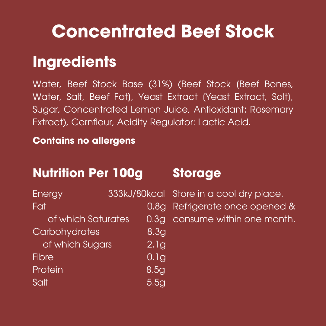 Concentrated Beef Stock 200g – Low FODMAP, Gluten Free & Dairy Free