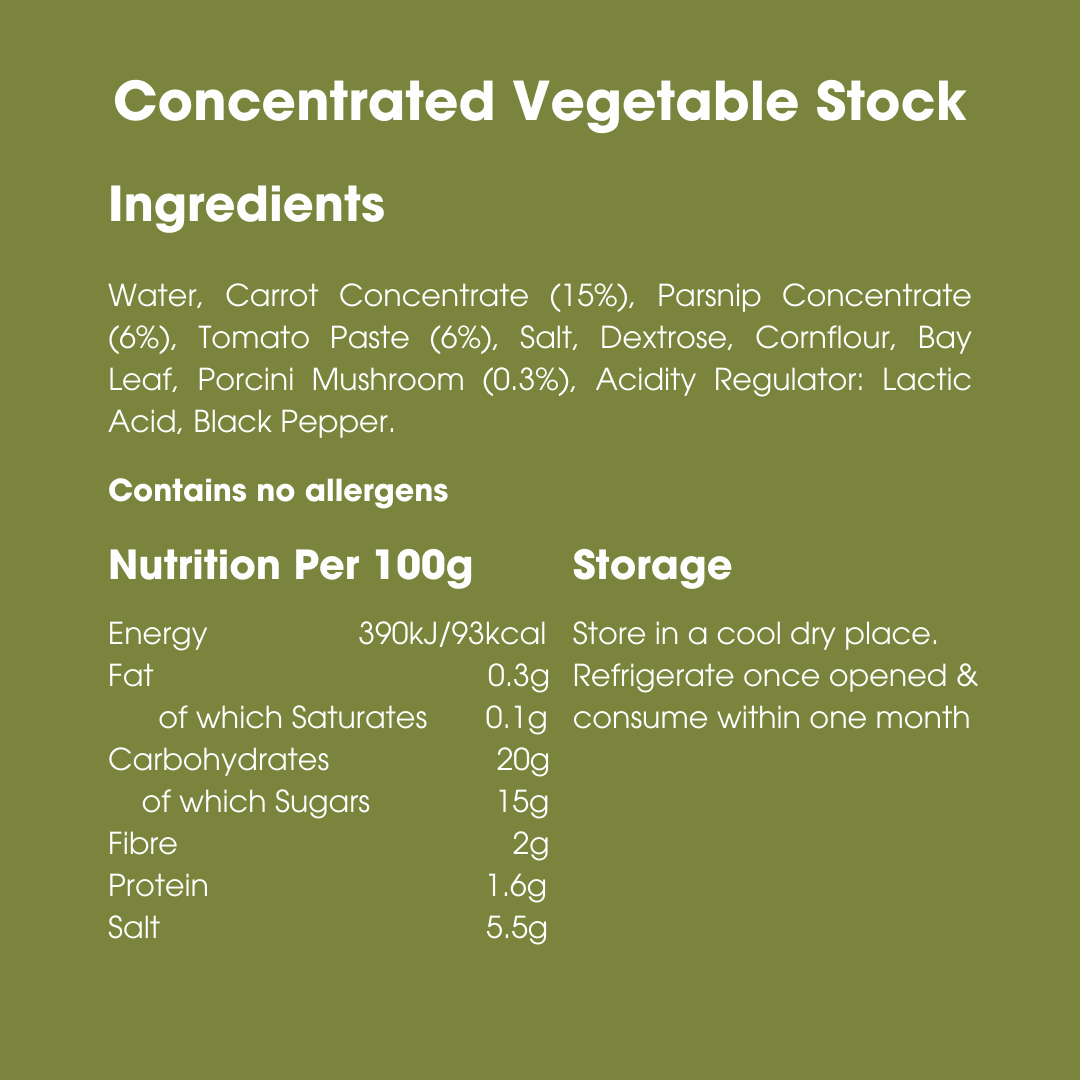 Concentrated Vegetable Stock 200g – Low FODMAP, Gluten Free & Vegan