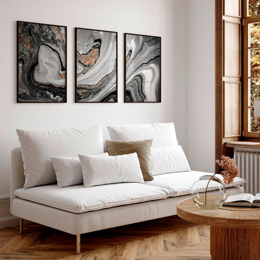 Contemporary art for living room | set of 3 wall art prints