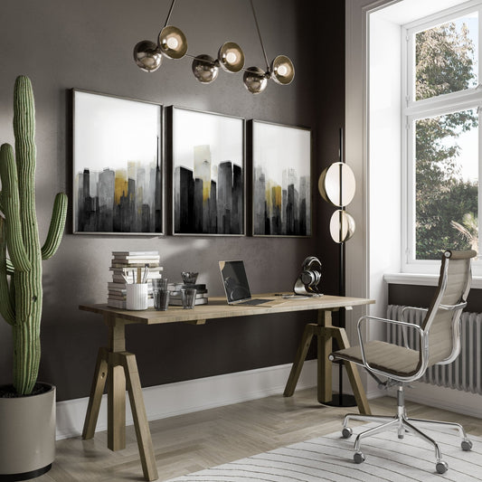 Contemporary Art For Walls | Set of 3 Urban Skyscrapers Wall art Prints