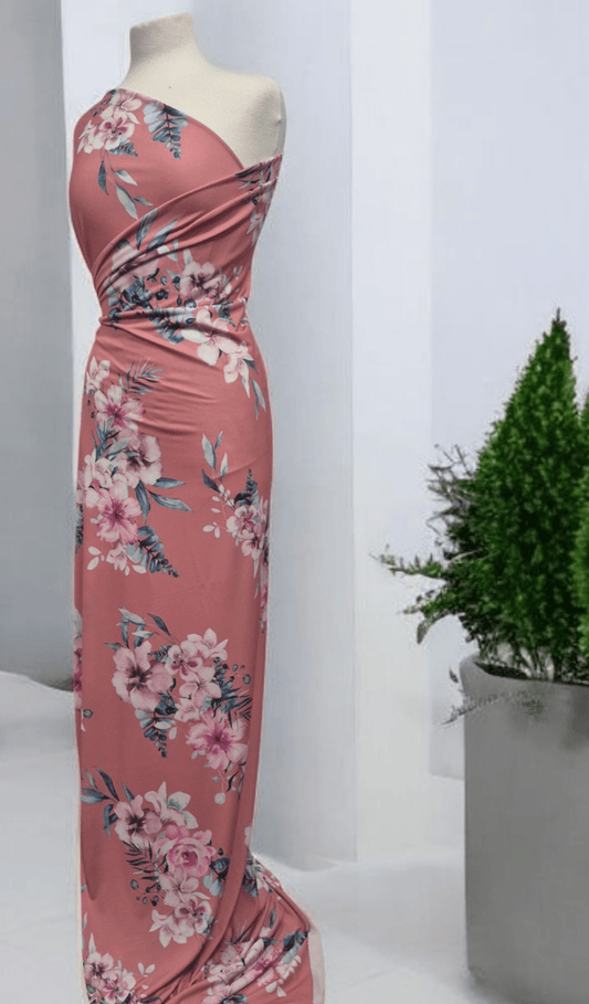Coral Large Floral ITY Fabric