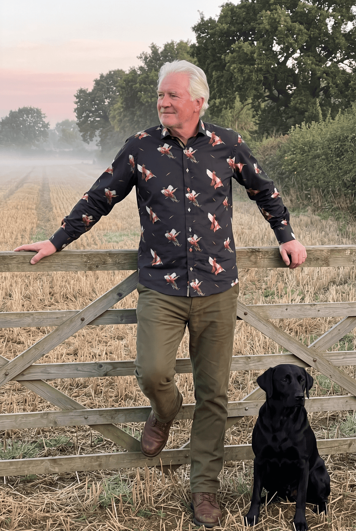 Courtship Pheasants Print Shirt