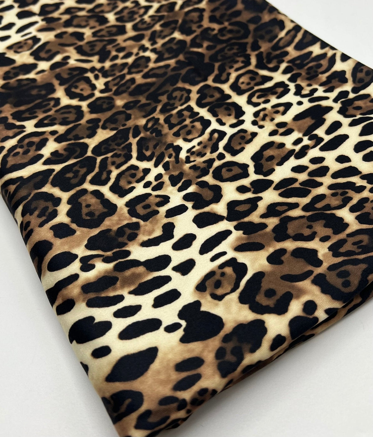 Cream Brown Animal Super Soft Print Spun Poly Stretch Fabric
