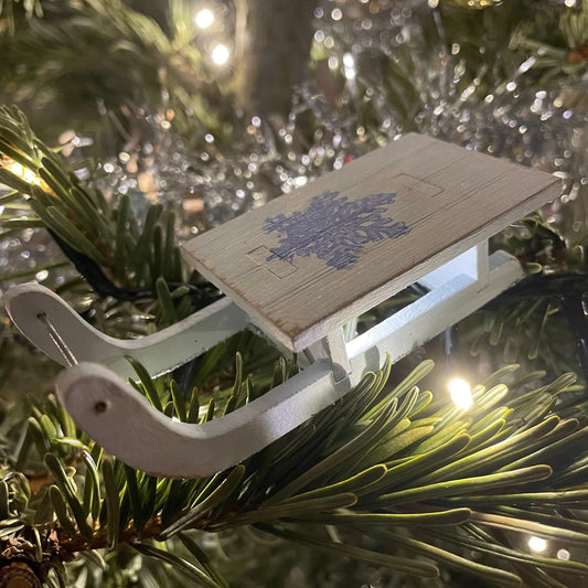 Winter Sledge Bauble - Handmade Ornament by Curious Rabbit ®