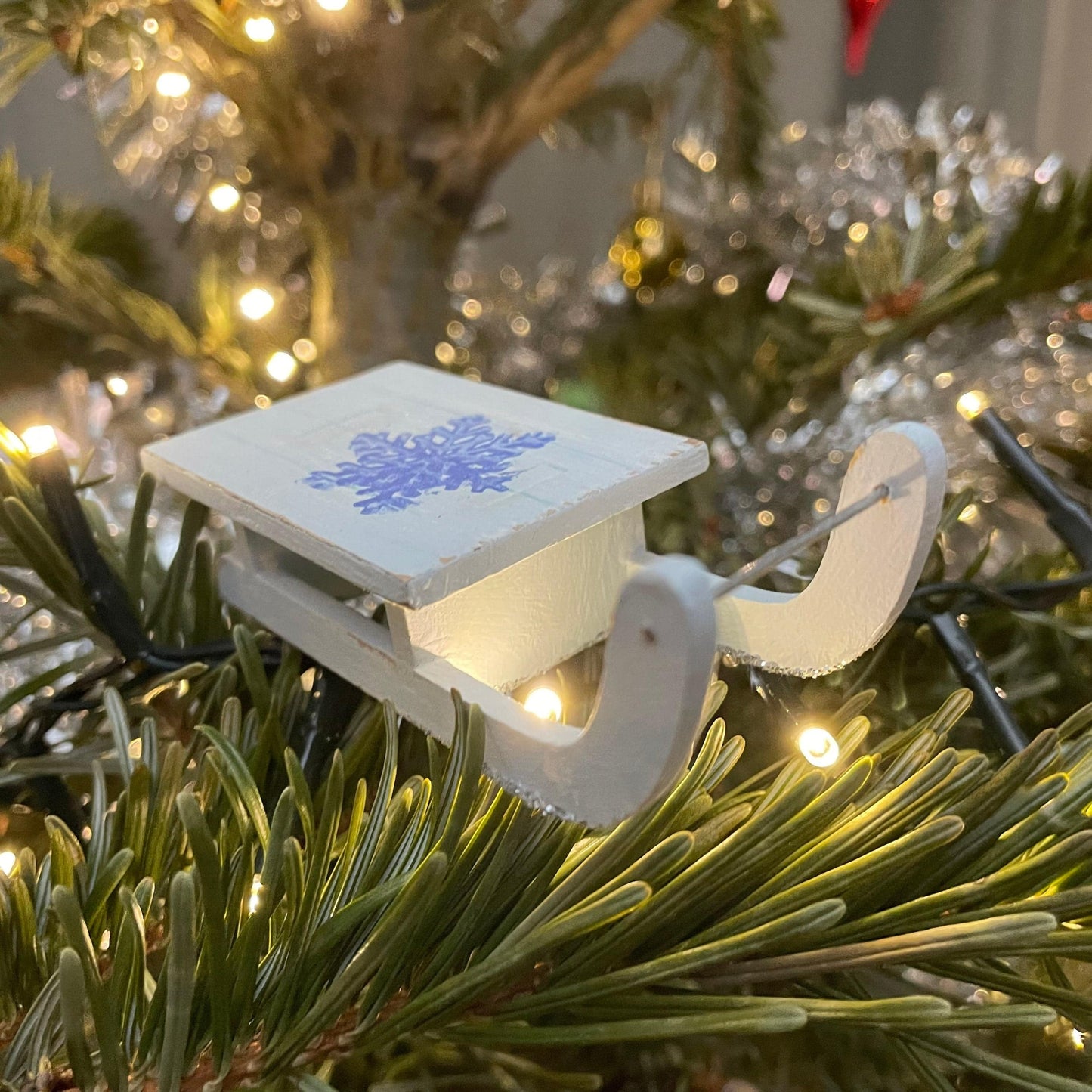 Winter Sledge Bauble - Handmade Ornament by Curious Rabbit ®