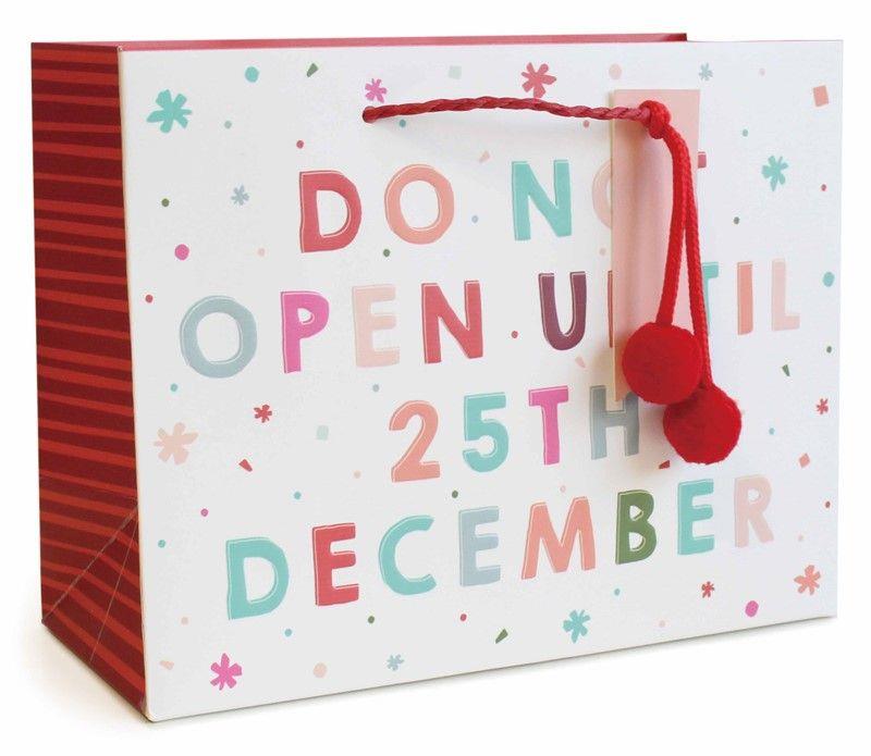 Christmas Gift Bag Medium Shopper - Do Not Open (W230 x H180 x D102 mm)