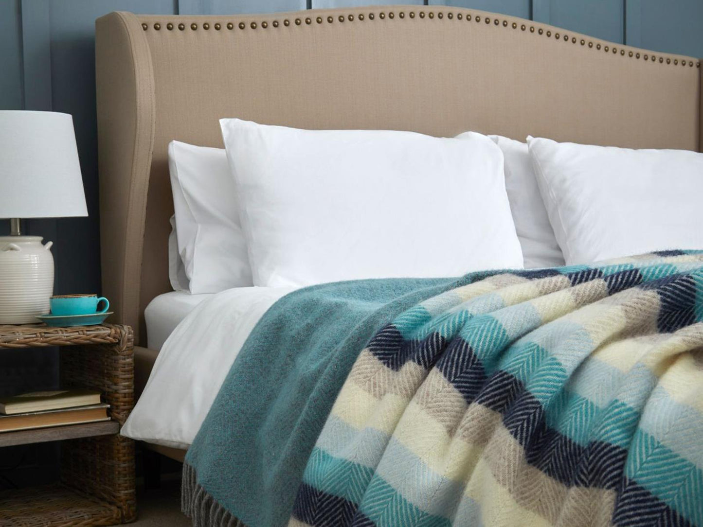 Stripe Pure New Wool Throw - Seashore