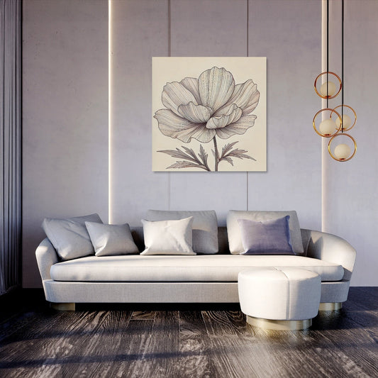 Radiant Bloom Line Art Canvas