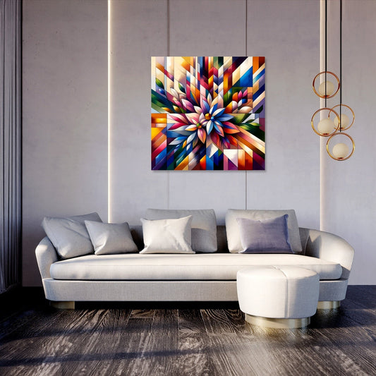 Geometric Floral Fusion Canvas