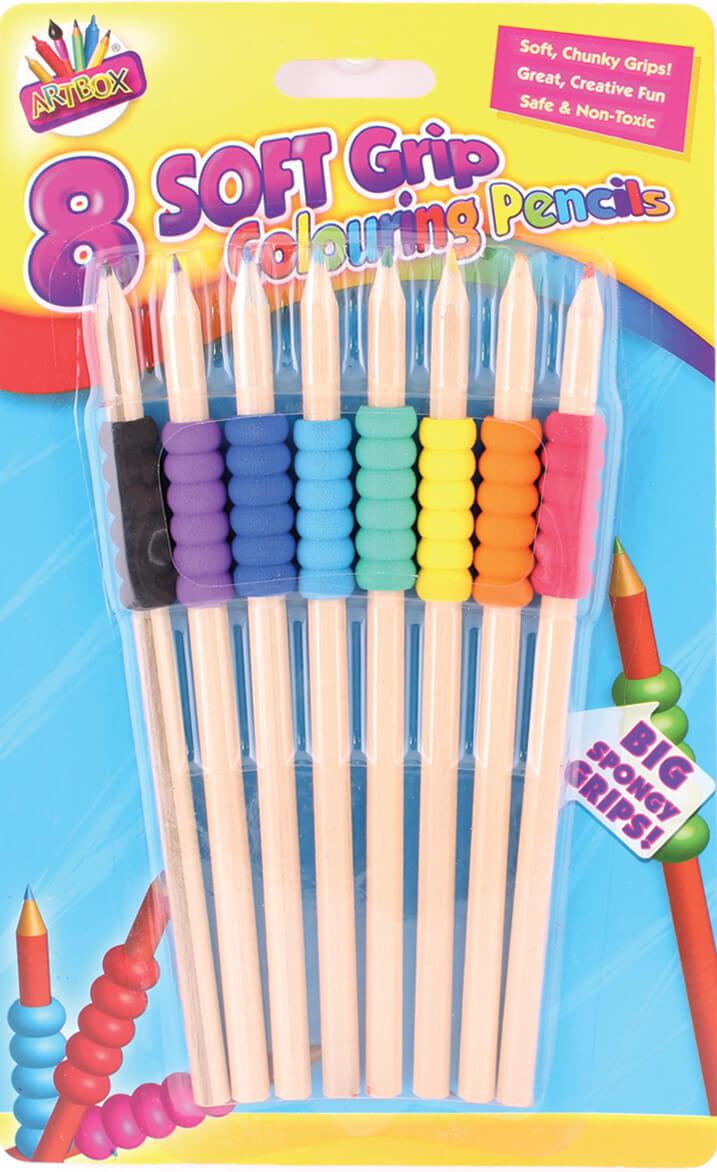 Pack of 8 Colouring Pencils with Soft Grips in Matching Colours