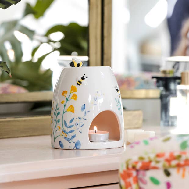 Lisa Angel Floral Ceramic Wax Warmer - Cornflower Blue