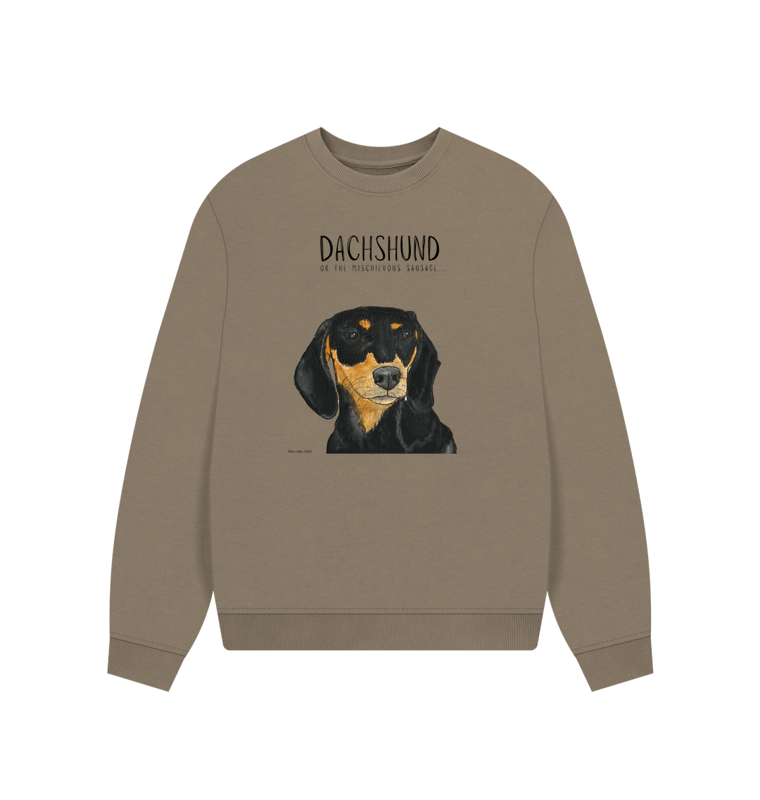Comfy, Cozy, & Cute: The Black & Tan Dachshund Oversized Sweatshirt"