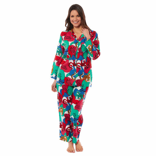 Women's Jaguar Jungle Leopard Print Button Up Pyjama Set Soft Breathable Viscose Loungewear Sleepwear Available in S M L XL by Daisy Dreamer