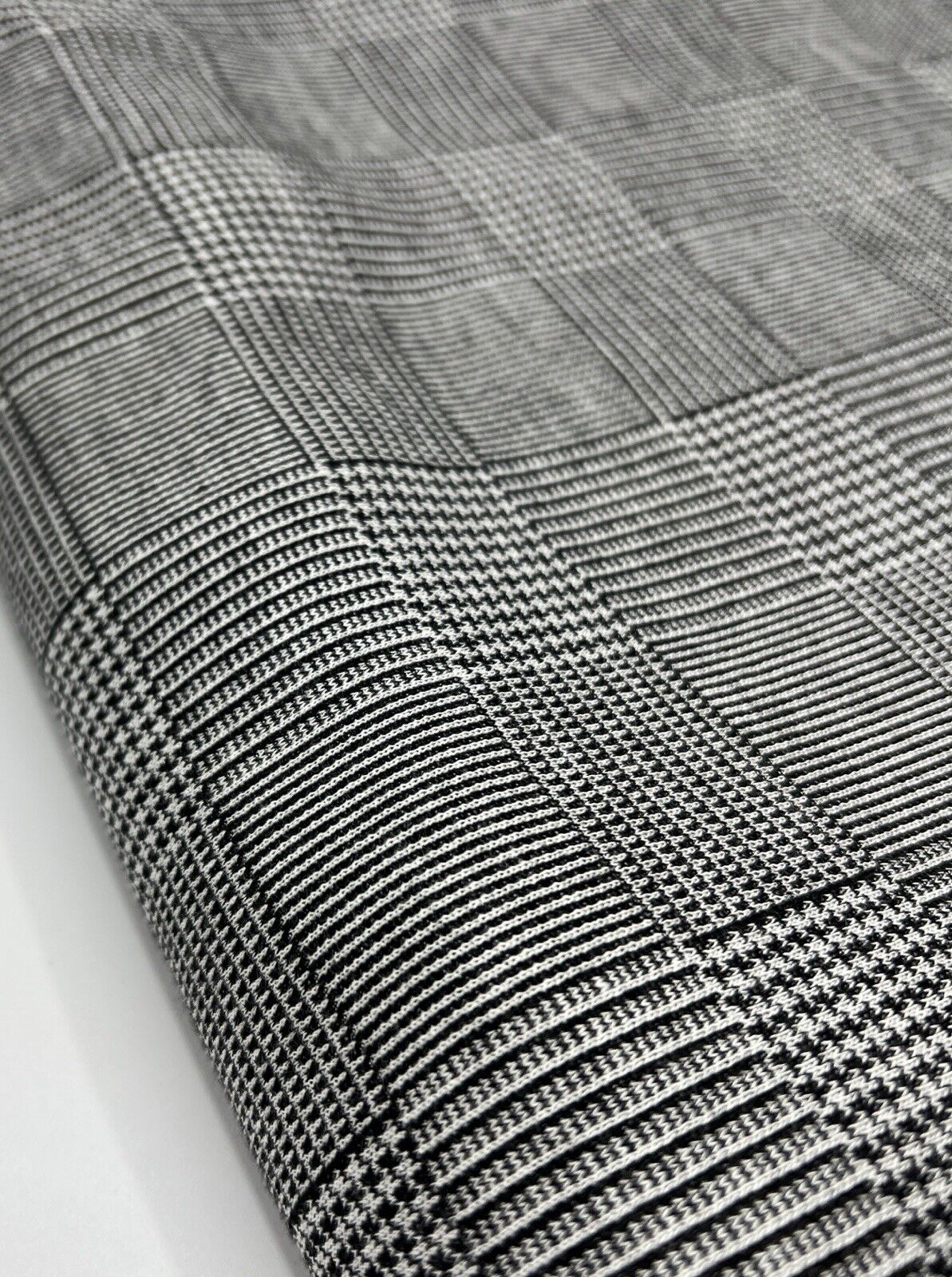 Dark Grey Black Check Ponte Fabric