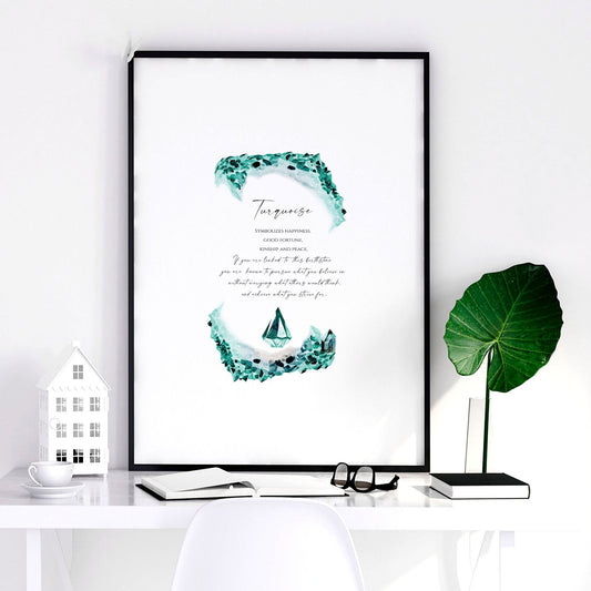 Birthstone Turquoise framed wall art print